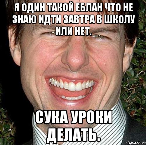 Я один такой еблан что не знаю идти завтра в школу или нет. Сука уроки делать., Мем Том Круз