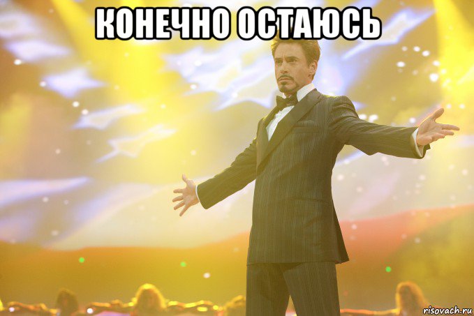 Конечно остаюсь , Мем Тони Старк (Роберт Дауни младший)