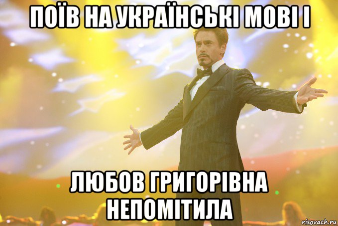 ПОЇВ НА УКРАЇНСЬКІ МОВІ І ЛЮБОВ ГРИГОРІВНА НЕПОМІТИЛА, Мем Тони Старк (Роберт Дауни младший)