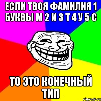 Если твоя фамилия 1 буквы М 2 И 3 Т 4 У 5 С то это конечный тип, Мем Тролль Адвайс