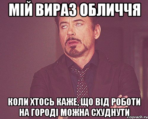 Мій вираз обличчя коли хтось каже, що від роботи на городі можна схуднути, Мем твое выражение лица