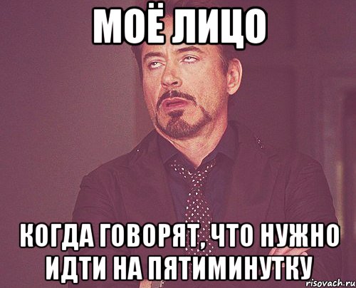 МОЁ ЛИЦО КОГДА ГОВОРЯТ, ЧТО НУЖНО ИДТИ НА ПЯТИМИНУТКУ, Мем твое выражение лица