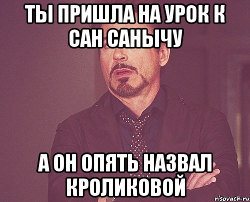 Ты пришла на урок к Сан Санычу а он опять назвал Кроликовой, Мем твое выражение лица