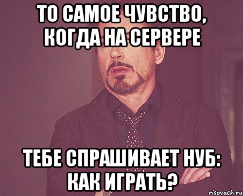 То самое чувство, когда на сервере тебе спрашивает нуб: Как играть?, Мем твое выражение лица