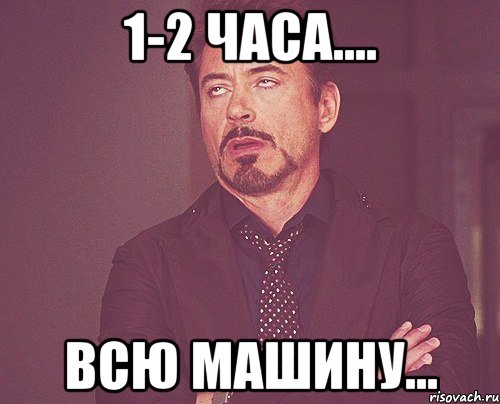 1-2 часа.... Всю машину..., Мем твое выражение лица