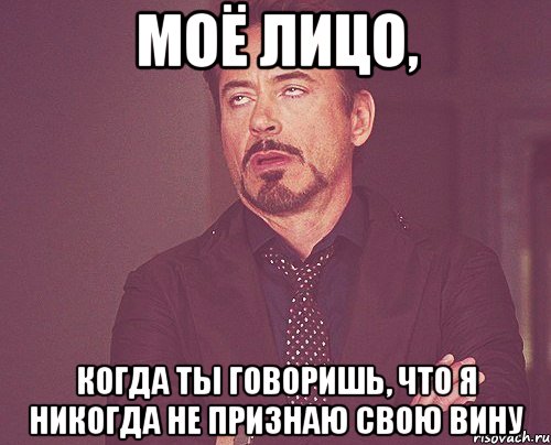 Моё лицо, когда ты говоришь, что я никогда не признаю свою вину, Мем твое выражение лица