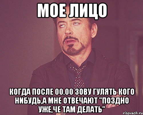 МОЕ ЛИЦО КОГДА ПОСЛЕ 00.00 ЗОВУ ГУЛЯТЬ КОГО НИБУДЬ,А МНЕ ОТВЕЧАЮТ "ПОЗДНО УЖЕ,ЧЕ ТАМ ДЕЛАТЬ", Мем твое выражение лица