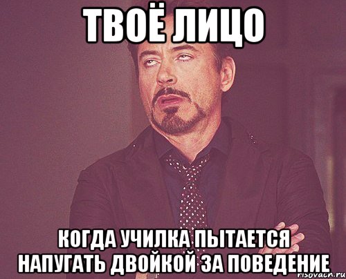 Твоё лицо Когда Училка пытается напугать двойкой за поведение, Мем твое выражение лица