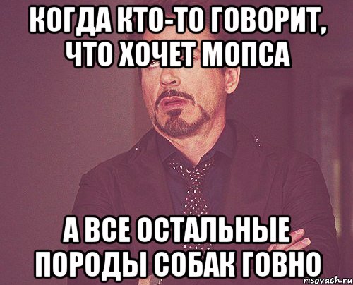 Когда кто-то говорит, что хочет мопса а все остальные породы собак говно, Мем твое выражение лица