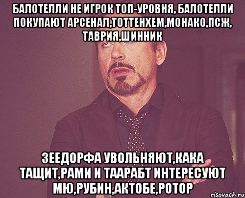 Балотелли не игрок топ-уровня, Балотелли покупают Арсенал,Тоттенхем,Монако,ПСЖ, Таврия,Шинник Зеедорфа увольняют,Кака тащит,Рами и Таарабт интересуют МЮ,Рубин,Актобе,Ротор, Мем твое выражение лица