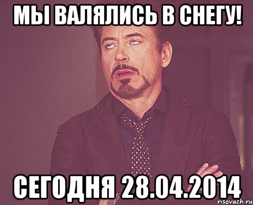 Мы валялись в снегу! Сегодня 28.04.2014, Мем твое выражение лица