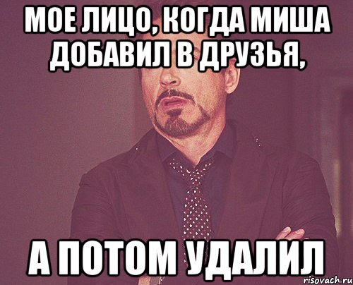 Мое лицо, когда Миша добавил в друзья, а потом удалил, Мем твое выражение лица