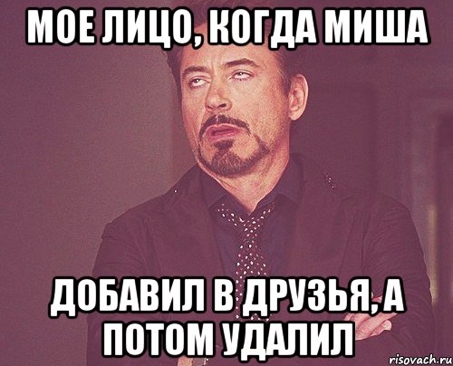 Мое лицо, когда Миша добавил в друзья, а потом удалил, Мем твое выражение лица