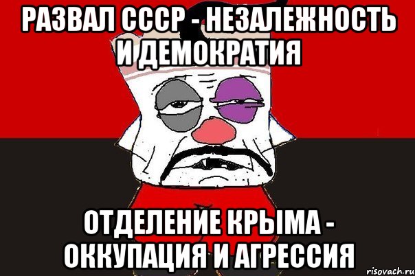 Развал СССР - незалежность и демократия Отделение Крыма - оккупация и агрессия, Мем ватник