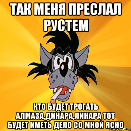 так меня преслал рустем кто будет трогать алмаза,динара,линара тот будет иметь дело со мной ясно, Мем Волк