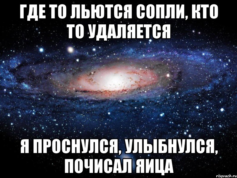 где то льются сопли, кто то удаляется я проснулся, улыбнулся, почисал яица, Мем Вселенная