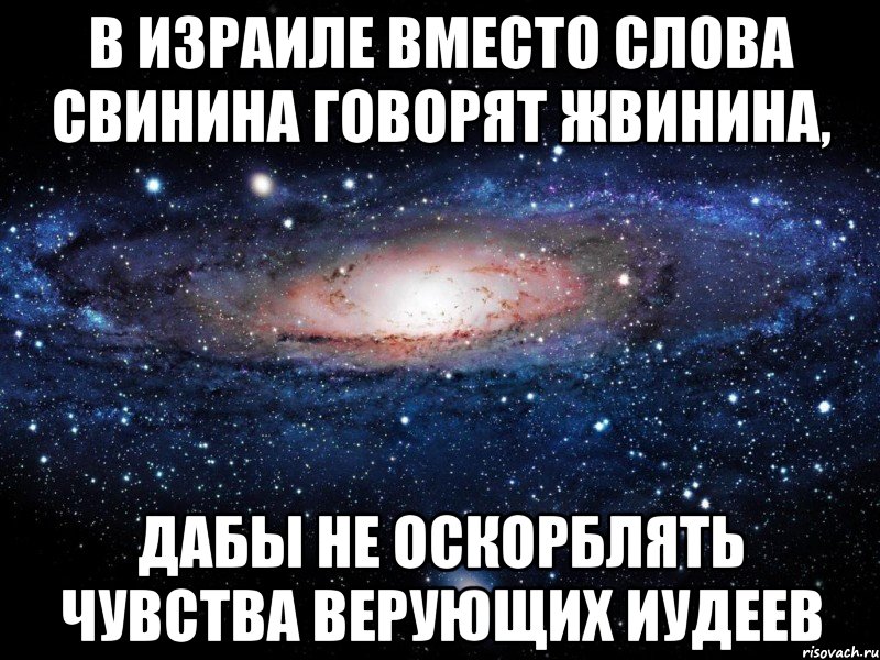 В Израиле вместо слова СВИНИНА говорят ЖВИНИНА, дабы не оскорблять чувства верующих иудеев, Мем Вселенная