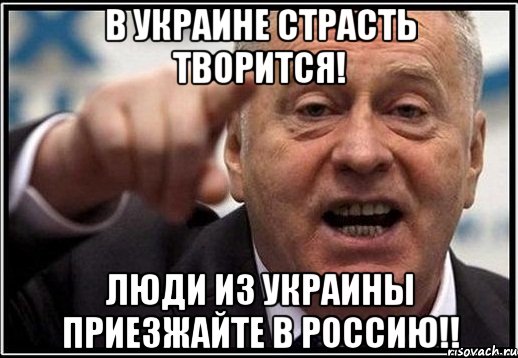 В Украине страсть творится! Люди из Украины приезжайте в Россию!!, Мем жириновский ты