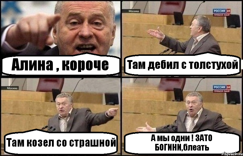 Алина , короче Там дебил с толстухой Там козел со страшной А мы одни ! ЗАТО БОГИНИ,блеать, Комикс Жириновский