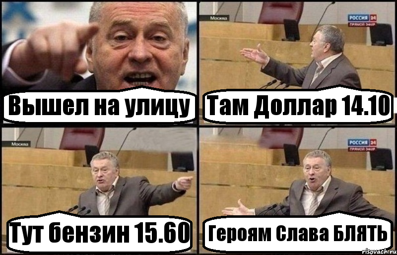 Вышел на улицу Там Доллар 14.10 Тут бензин 15.60 Героям Слава БЛЯТЬ, Комикс Жириновский