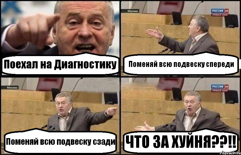 Поехал на Диагностику Поменяй всю подвеску спереди Поменяй всю подвеску сзади ЧТО ЗА ХУЙНЯ??!!, Комикс Жириновский