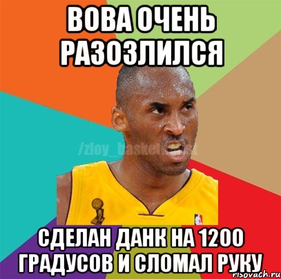 Вова очень разозлился Сделан данк на 1200 градусов и сломал руку, Мем ЗЛОЙ БАСКЕТБОЛИСТ