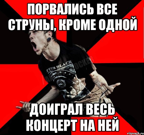 Порвались все струны, кроме одной Доиграл весь концерт на ней, Мем Агрессивный рокер