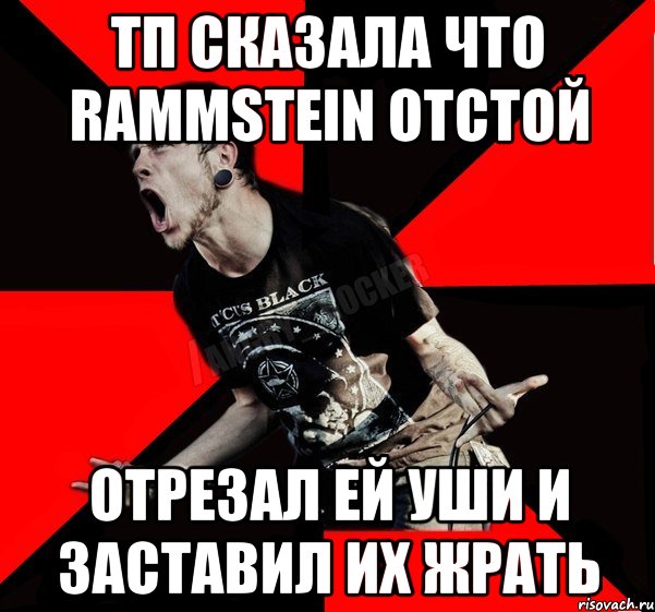 ТП СКАЗАЛА ЧТО RAMMSTEIN ОТСТОЙ ОТРЕЗАЛ ЕЙ УШИ И ЗАСТАВИЛ ИХ ЖРАТЬ, Мем Агрессивный рокер