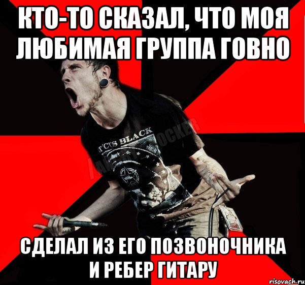 Кто-то сказал, что моя любимая группа говно сделал из его позвоночника и ребер гитару, Мем Агрессивный рокер