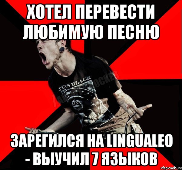 Хотел перевести любимую песню зарегился на LinguaLeo - выучил 7 языков, Мем Агрессивный рокер