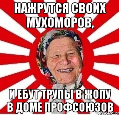 Нажрутся своих мухоморов, и ебут трупы в жопу в доме профсоюзов, Мем  бабуля