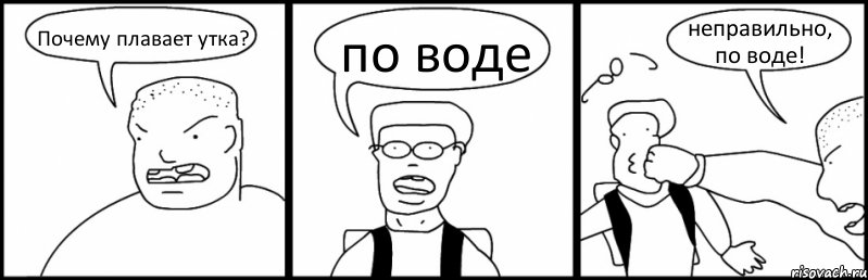 Почему плавает утка? по воде неправильно, по воде!, Комикс Быдло и школьник