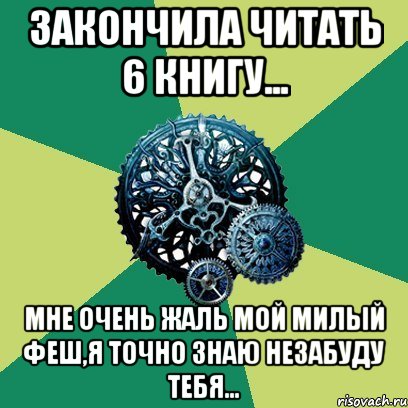 закончила читать 6 книгу... мне очень жаль мой милый Феш,я точно знаю незабуду тебя...