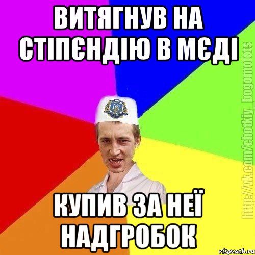 Витягнув на стіпєндію в мєді Купив за неї надгробок