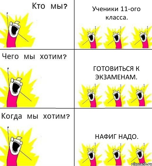 Ученики 11-ого класса. Готовиться к экзаменам. Нафиг надо., Комикс Что мы хотим