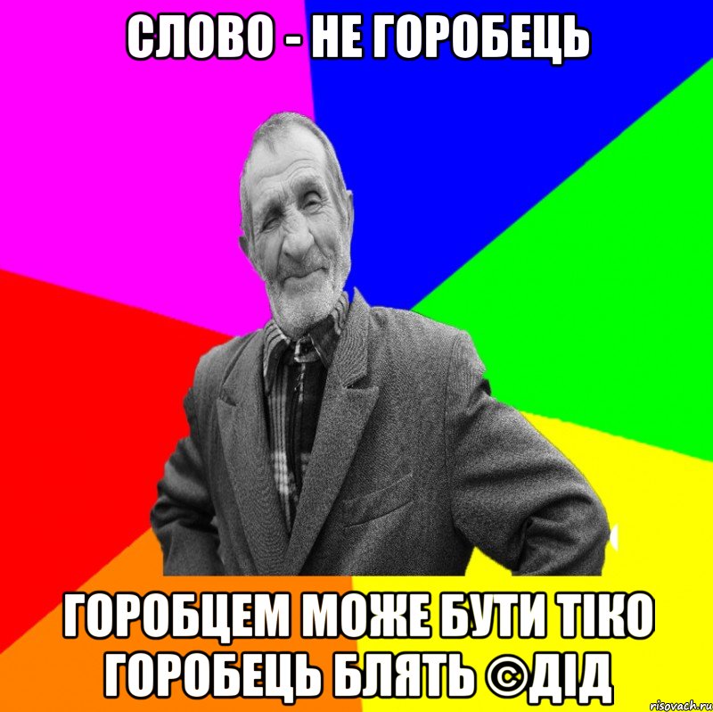 Слово - не горобець Горобцем може бути тіко горобець блять ©ДІД, Мем ДЕД