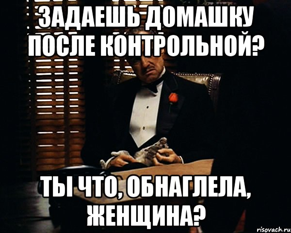 Задаешь домашку после контрольной? Ты что, обнаглела, женщина?, Мем Дон Вито Корлеоне