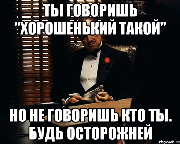 ты говоришь "хорошенький такой" но не говоришь кто ты. будь осторожней, Мем Дон Вито Корлеоне