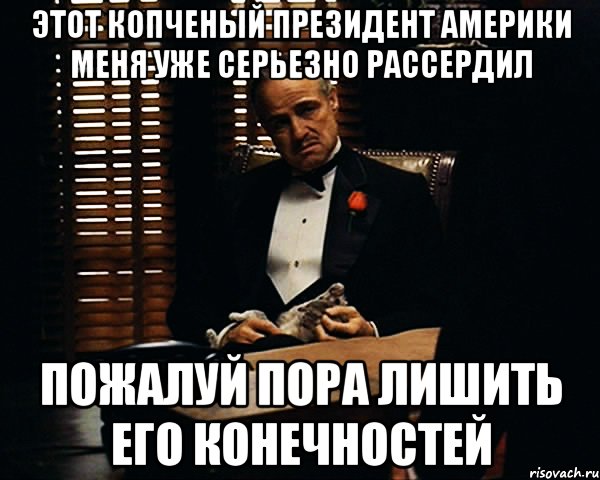 этот копченый президент америки меня уже серьезно рассердил пожалуй пора лишить его конечностей, Мем Дон Вито Корлеоне