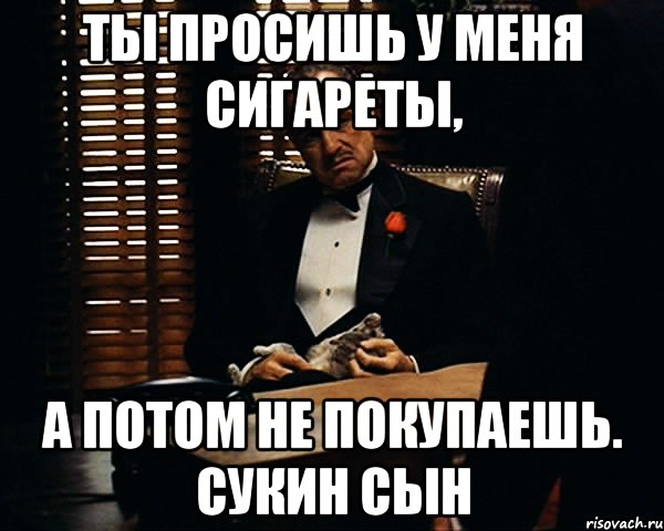 Ты просишь у меня сигареты, а потом не покупаешь. Сукин сын, Мем Дон Вито Корлеоне