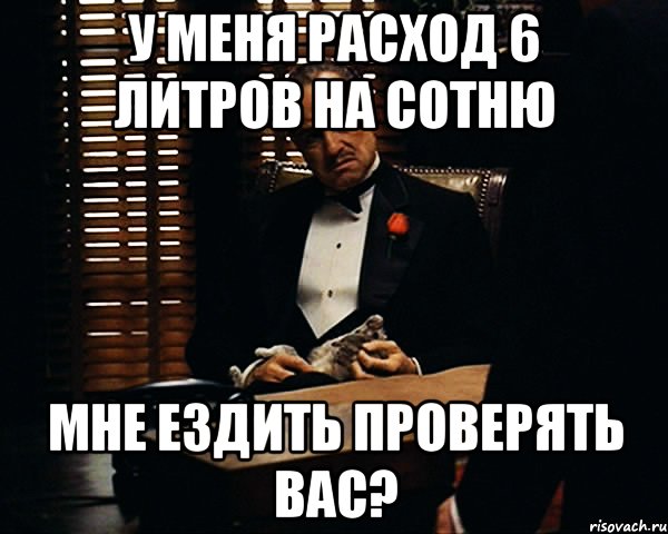 У меня расход 6 литров на сотню Мне ездить проверять вас?, Мем Дон Вито Корлеоне