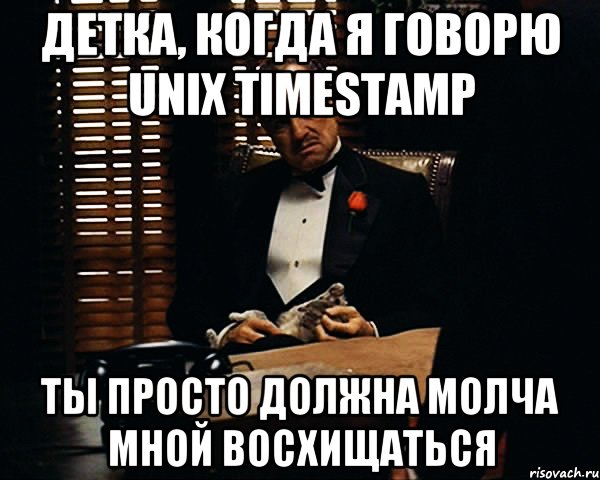 детка, когда я говорю Unix Timestamp ты просто должна молча мной восхищаться, Мем Дон Вито Корлеоне