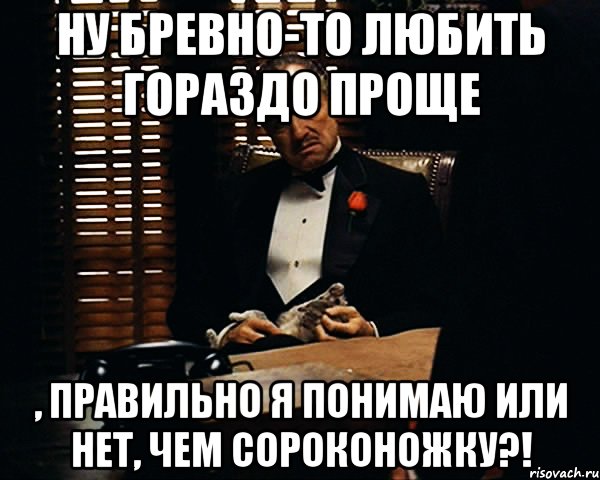 ну бревно-то любить гораздо проще , правильно я понимаю или нет, чем сороконожку?!, Мем Дон Вито Корлеоне