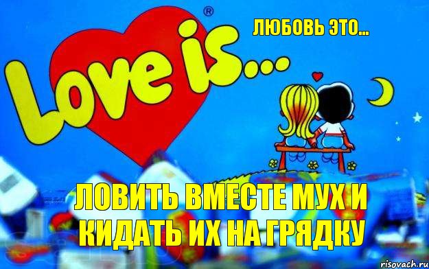 Любовь это... ловить вместе мух и кидать их на грядку, Мем Love is