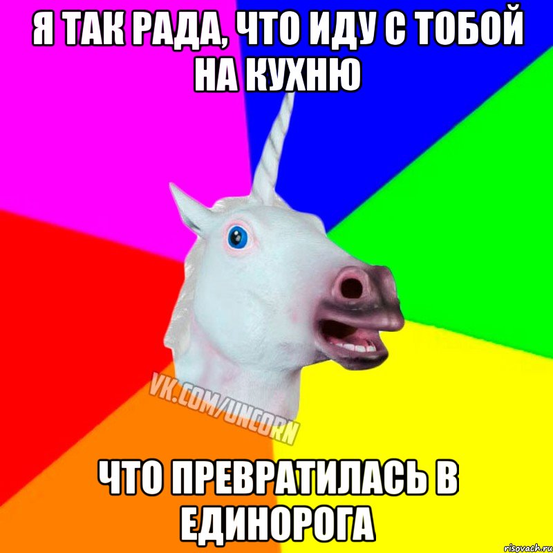 Я так рада, что иду с тобой на Кухню Что превратилась в единорога, Мем Единорог Социофоб