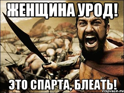 Женщина урод! Это СПАРТА, БЛЕАТЬ!, Мем Это Спарта