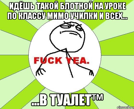 Идёшь такой блотной на уроке по классу мимо училки и всех... ...в туалет™, Мем фак е