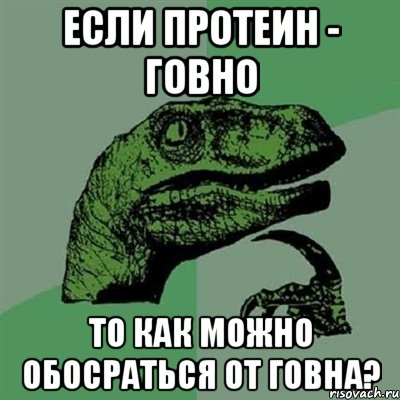 Если протеин - говно то как можно обосраться от говна?, Мем Филосораптор