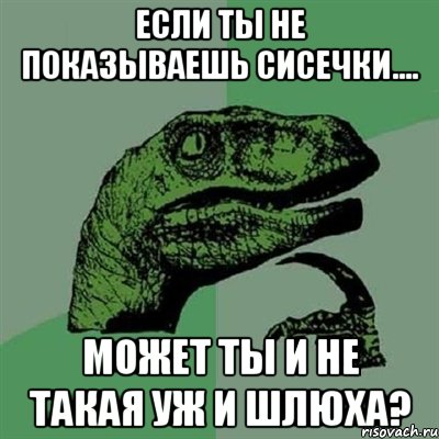 Если ты не показываешь сисечки.... Может ты и не такая уж и шлюха?, Мем Филосораптор