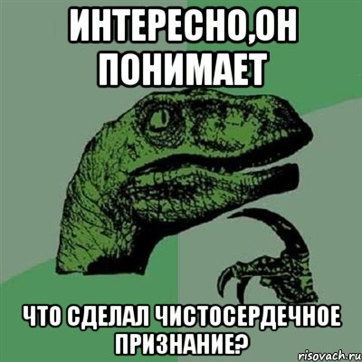 Интересно,он понимает что сделал чистосердечное признание?, Мем Филосораптор